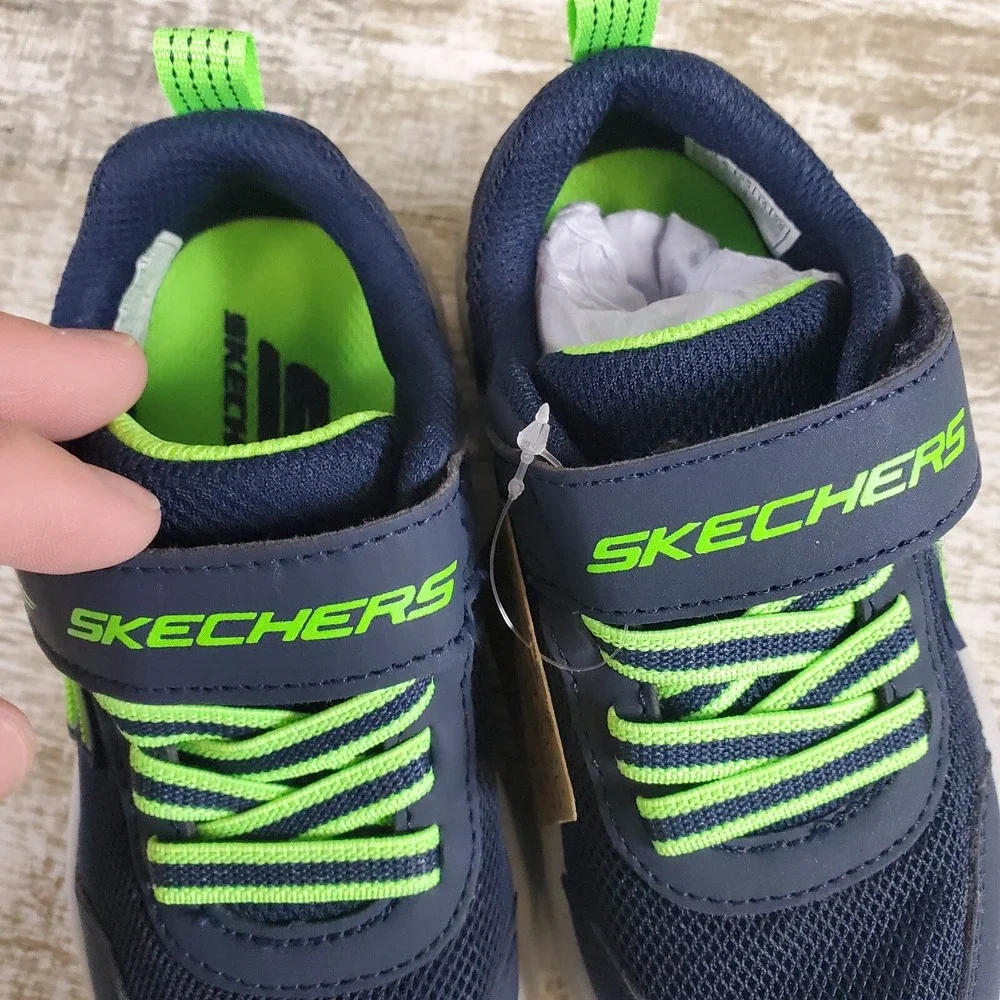 Skechers Nitro Sprint Kids Shoes Sz 9 Running Navy Blue Gray Logo Mesh Sneakers